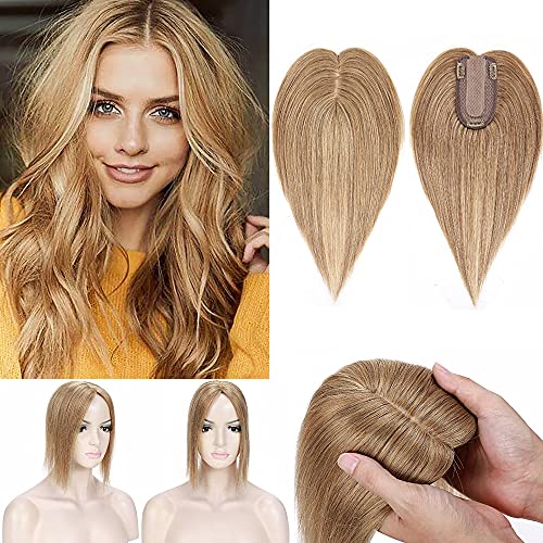 100% Real Human Hair Topper with Silk Base 3 Clips N124