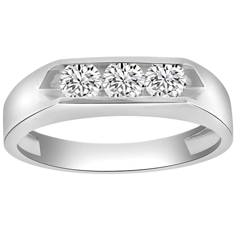 1 Ct Three Stone Diamond Men's Ring Channel Set Band J629