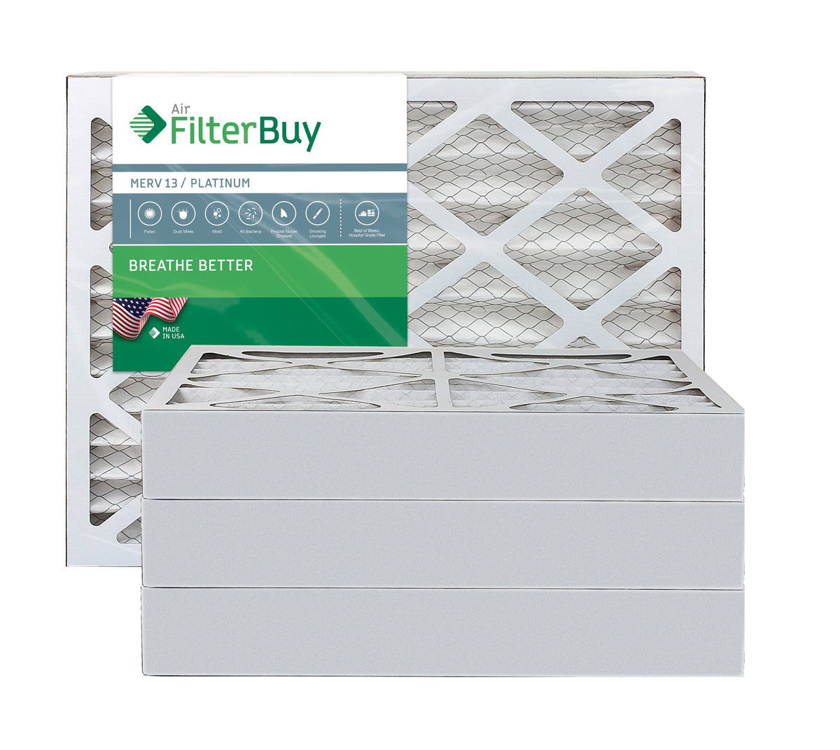 12.75x21x4 MERV 13 Pleated AC Furnace Air Filter, Pack of 4 D294455