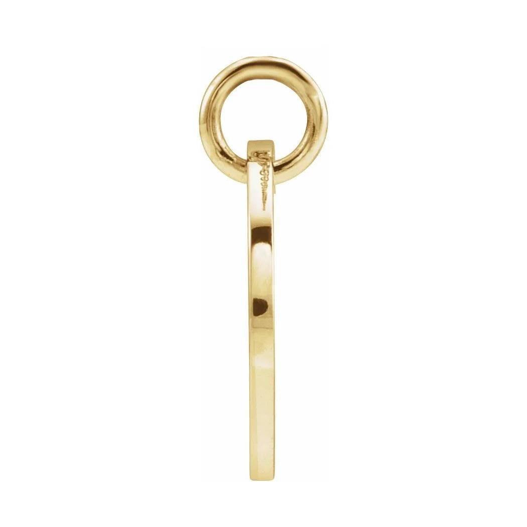 14k Yellow Gold Initial Disc Pendant Necklace T9500