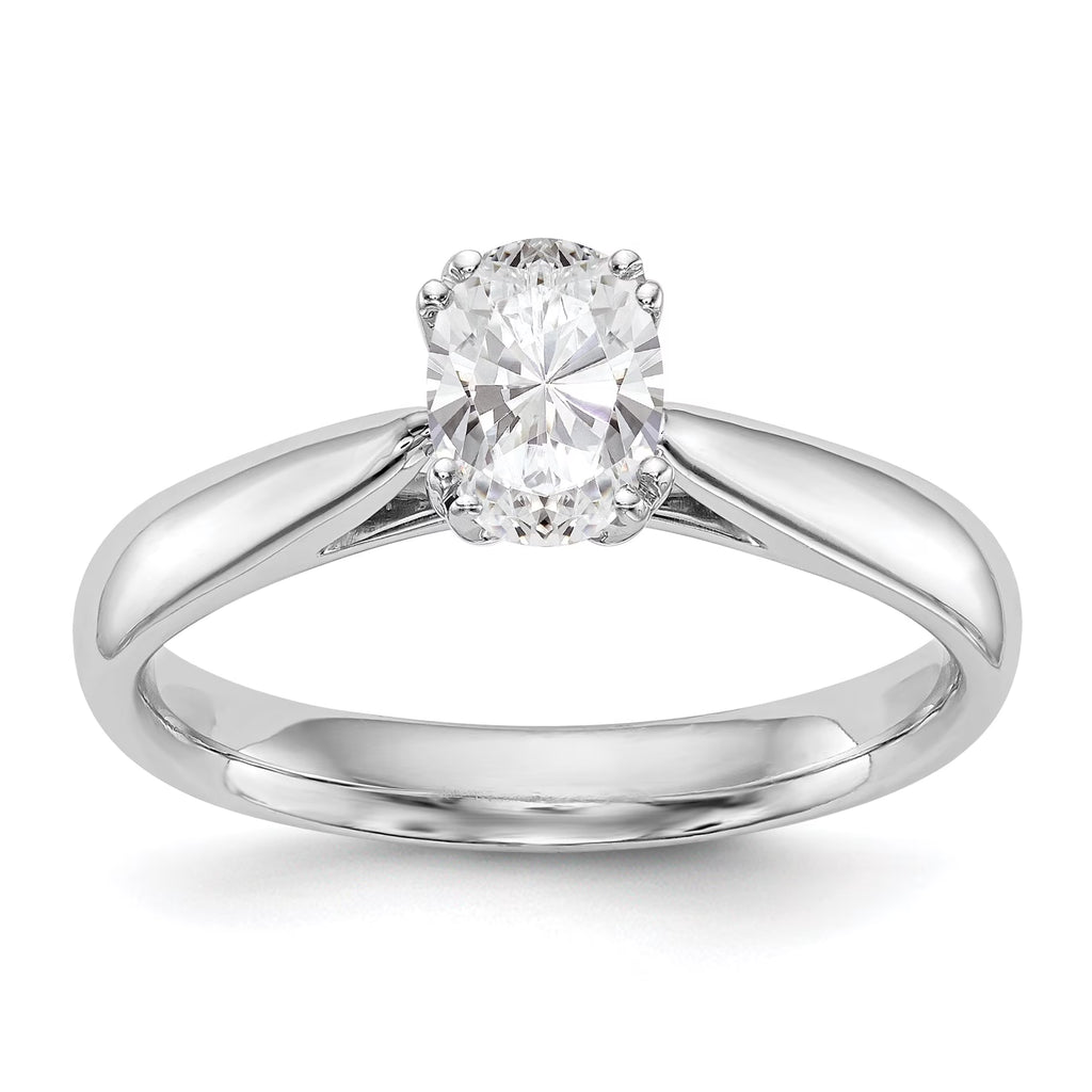 0.50ct CZ Solid 14K White Gold Oval Solitaire Engagement Ring P957