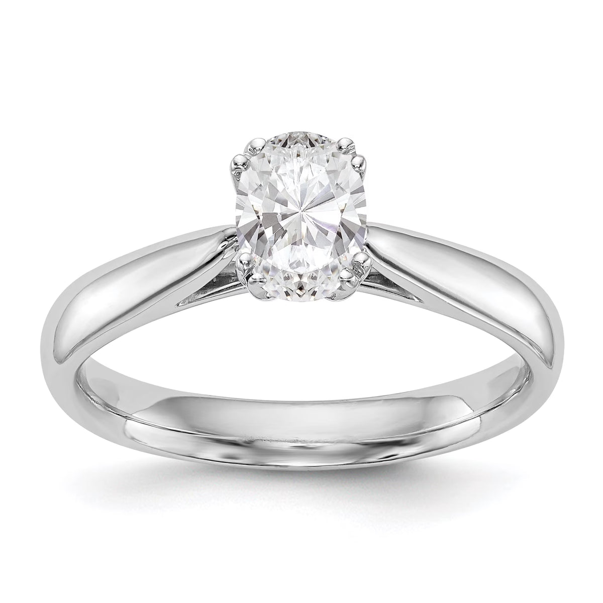 0.50ct CZ Solid 14K White Gold Oval Solitaire Engagement Ring P957