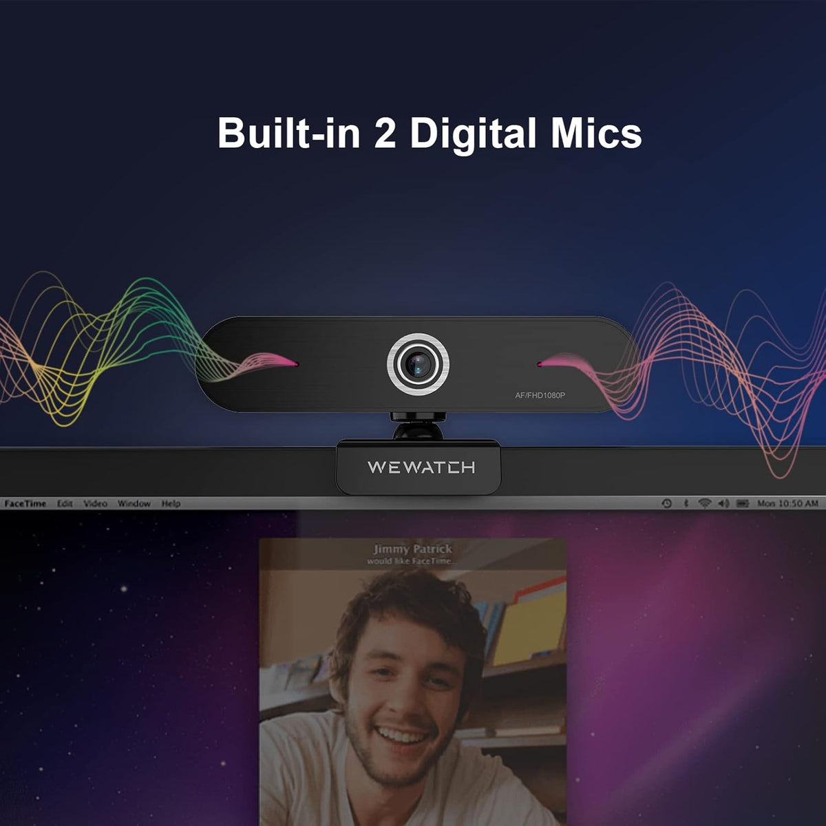 1080P Webcam with 2 Microphone, Auto Focus, USB, Low Light Correction P693