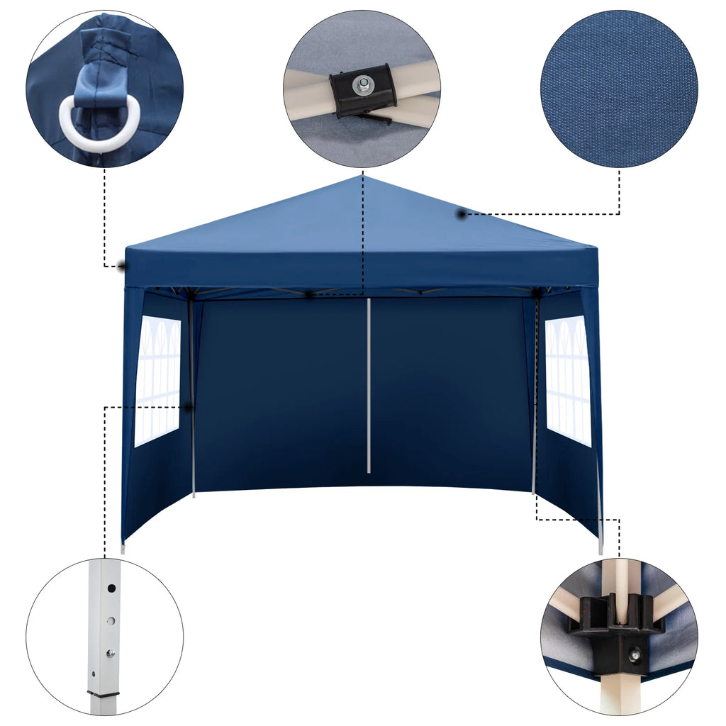 10' x 10' Blue Folding Pop Up Canopy Tent with Carry Bag O982628