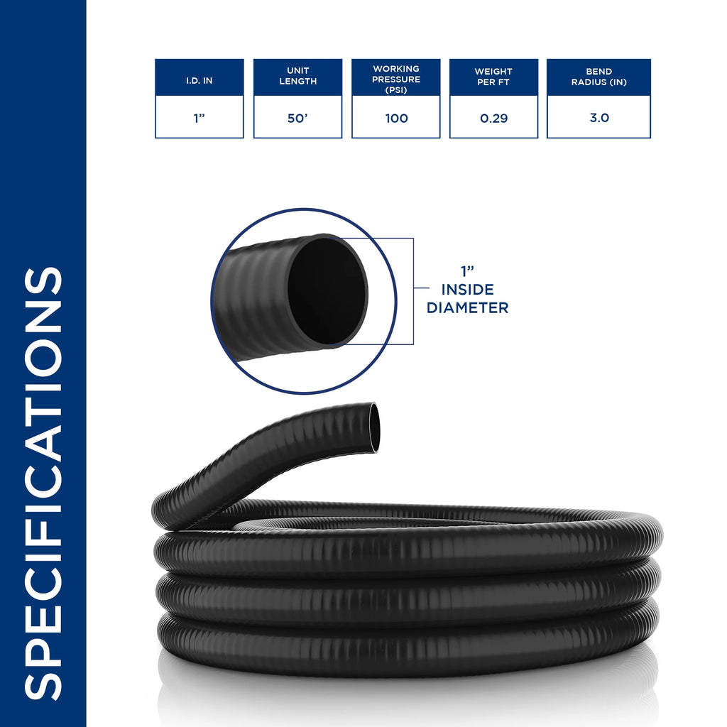 1" x 50' Schedule 40 PVC Pond Hose K6407