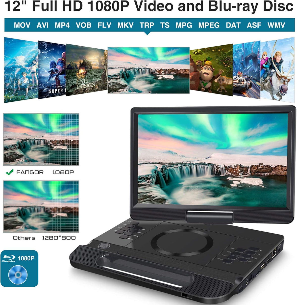 13.3 Inch Portable Bluray Player with 12 HD Swivel Screen S85395