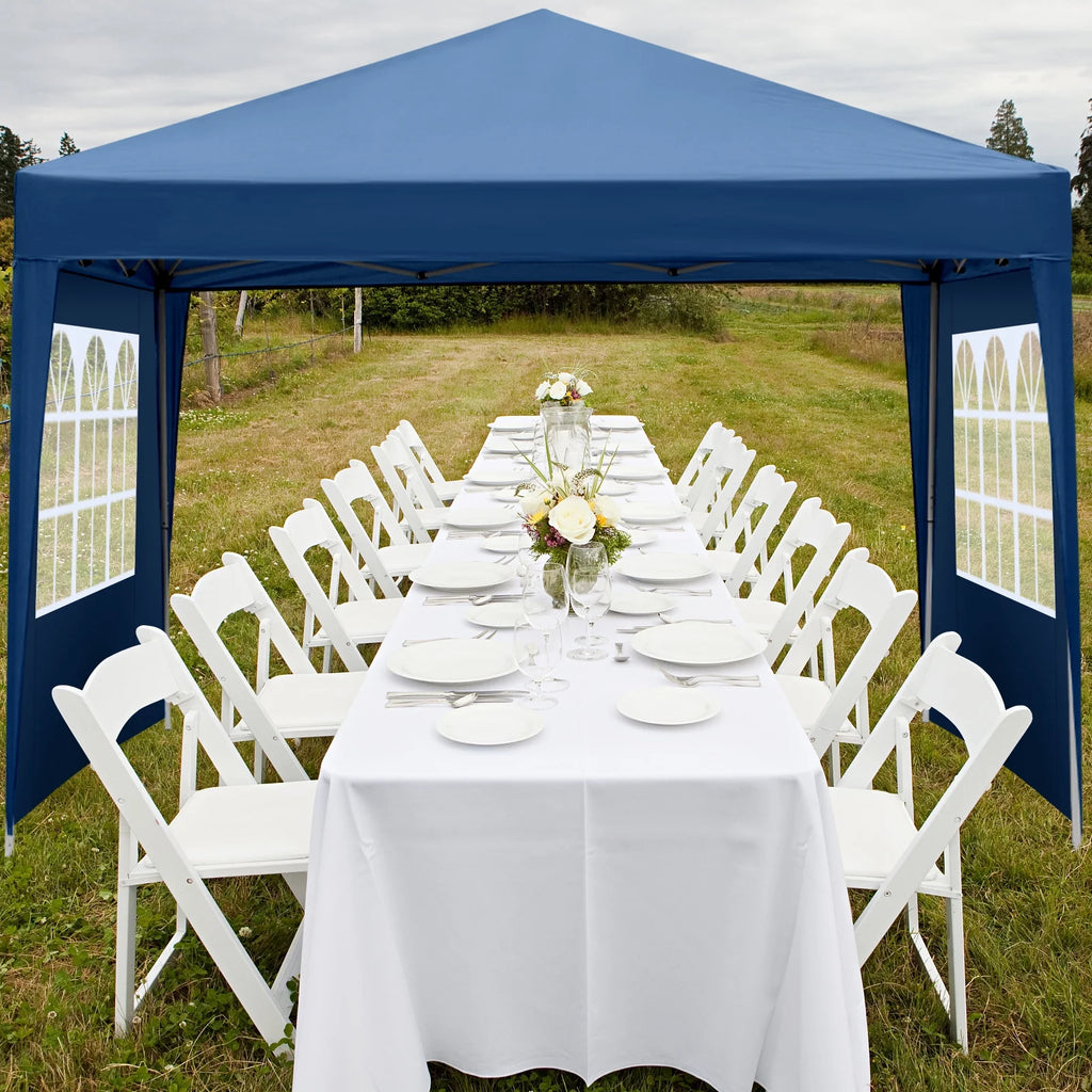 10' x 10' Blue Folding Pop Up Canopy Tent with Carry Bag O982628