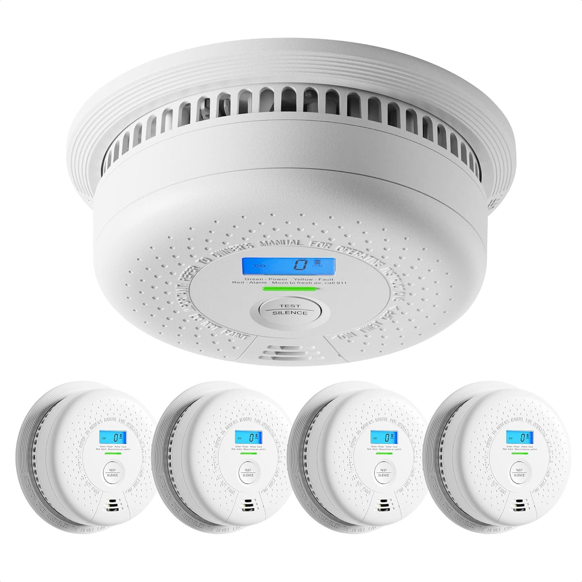 10-Year Battery Smoke and Carbon Monoxide Alarm with Display, 5-Pack E68623