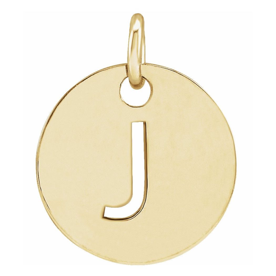 14k Yellow Gold Initial Disc Pendant Necklace T9500