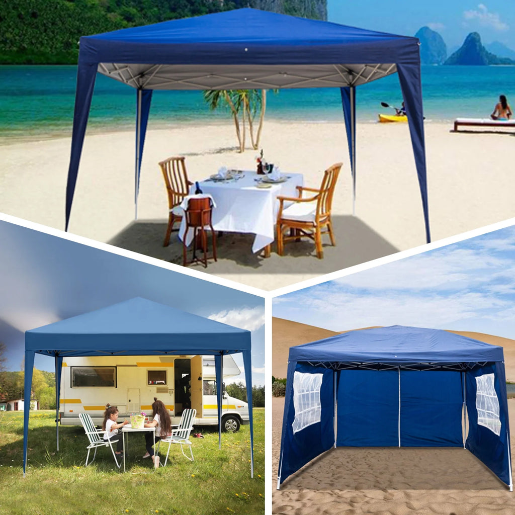 10' x 10' Blue Folding Pop Up Canopy Tent with Carry Bag O982628