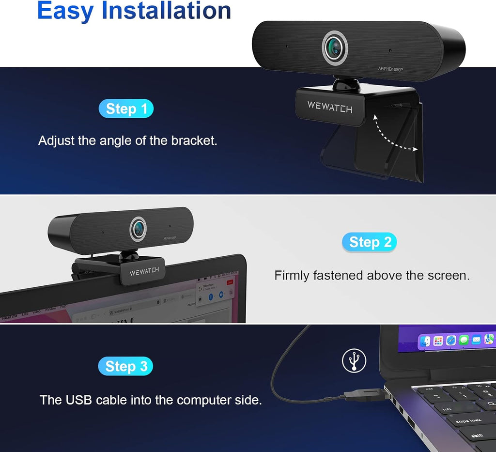 1080P Webcam with 2 Microphone, Auto Focus, USB, Low Light Correction P693