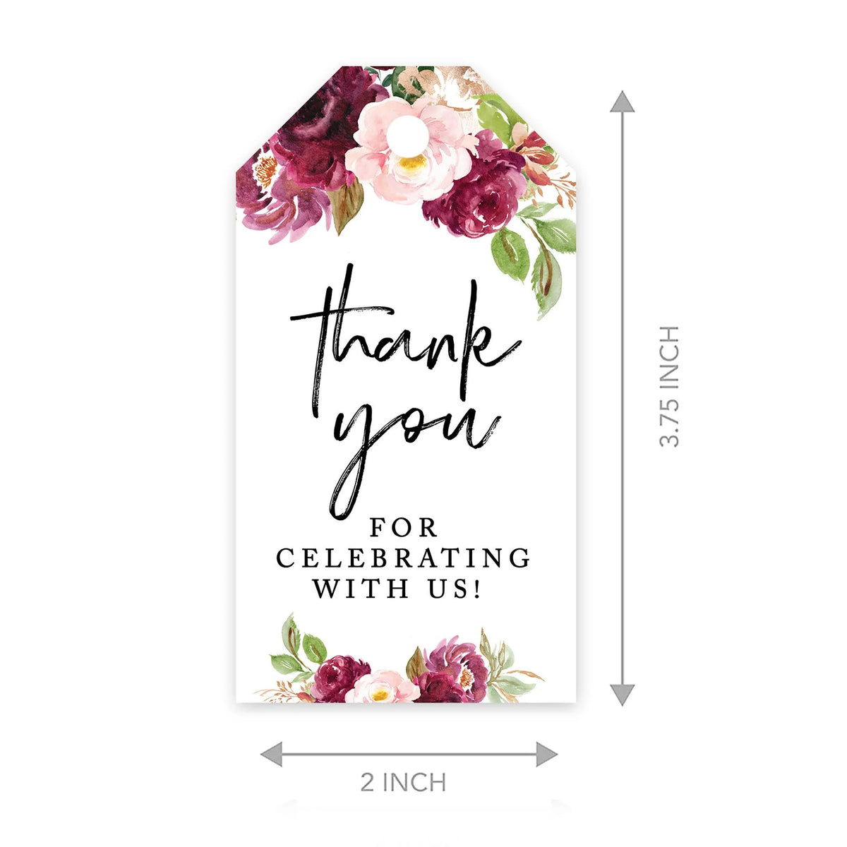 100-Pk Burgundy Cardstock Favor Tags G569040