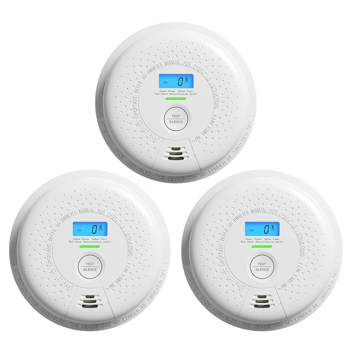 10-Year Battery Smoke and Carbon Monoxide Alarm with Display, 5-Pack E68623