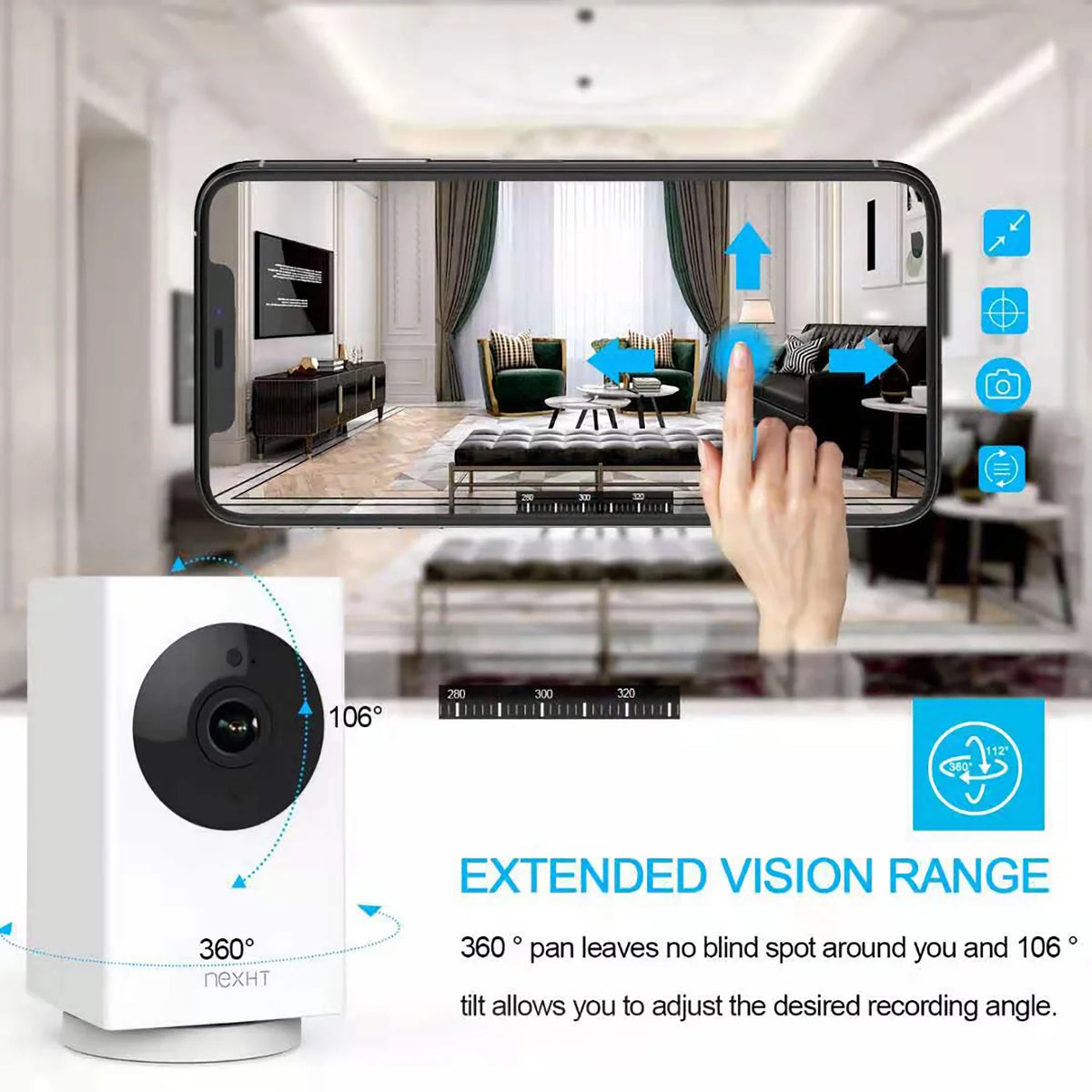 1080P Pan Tilt 8X Zoom Indoor Smart Camera with Night Vision Motion Detection 2-Way Audio L568760