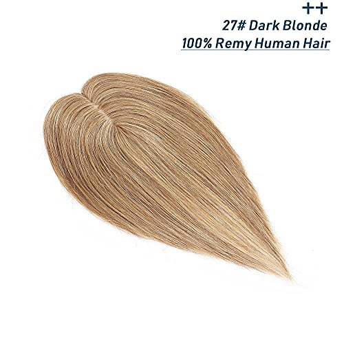 100% Real Human Hair Topper with Silk Base 3 Clips N124