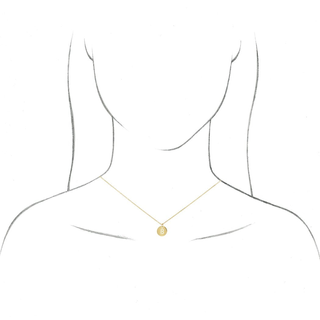 14k Yellow Gold Initial Disc Pendant Necklace T9500