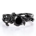 0.50 Carat Round Cut Lab Created Black Diamond Ring Set Y984