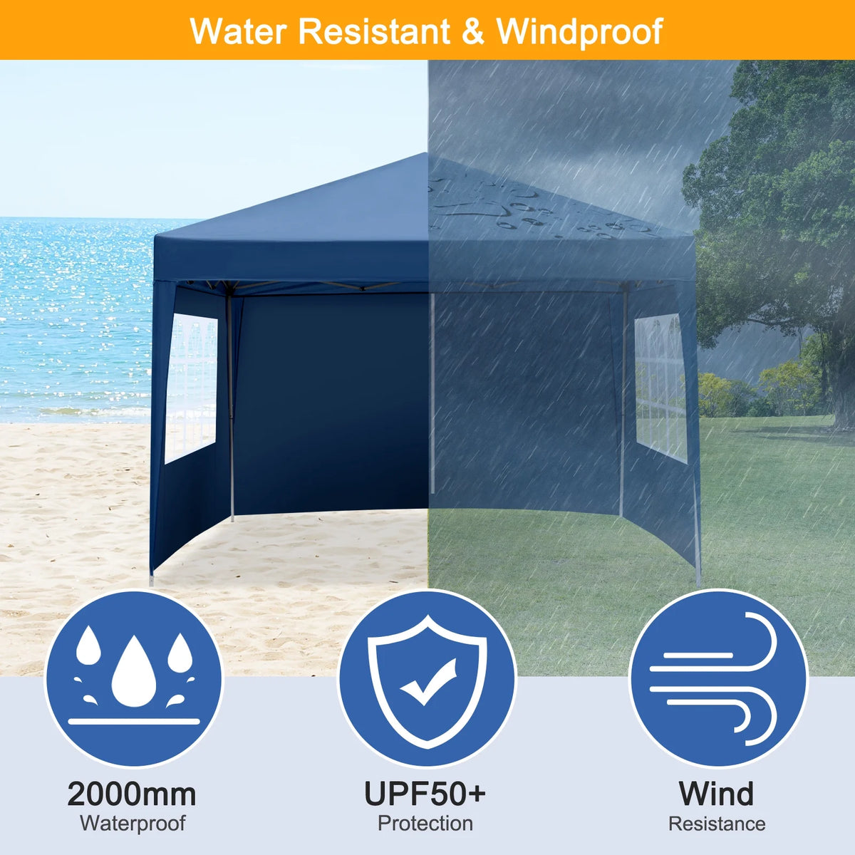 10' x 10' Blue Folding Pop Up Canopy Tent with Carry Bag O982628