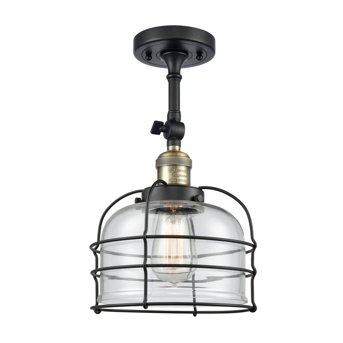 1 Light Semi-Flush Mount Black Antique Brass Q970628
