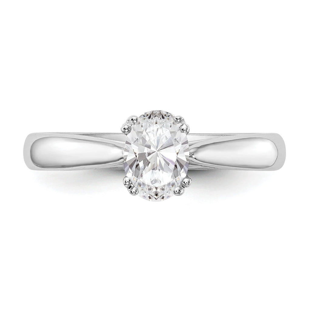 0.50ct CZ Solid 14K White Gold Oval Solitaire Engagement Ring P957