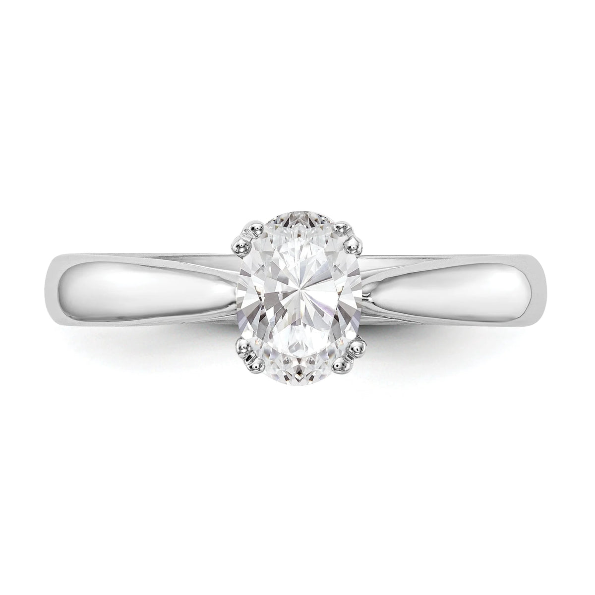 0.50ct CZ Solid 14K White Gold Oval Solitaire Engagement Ring P957