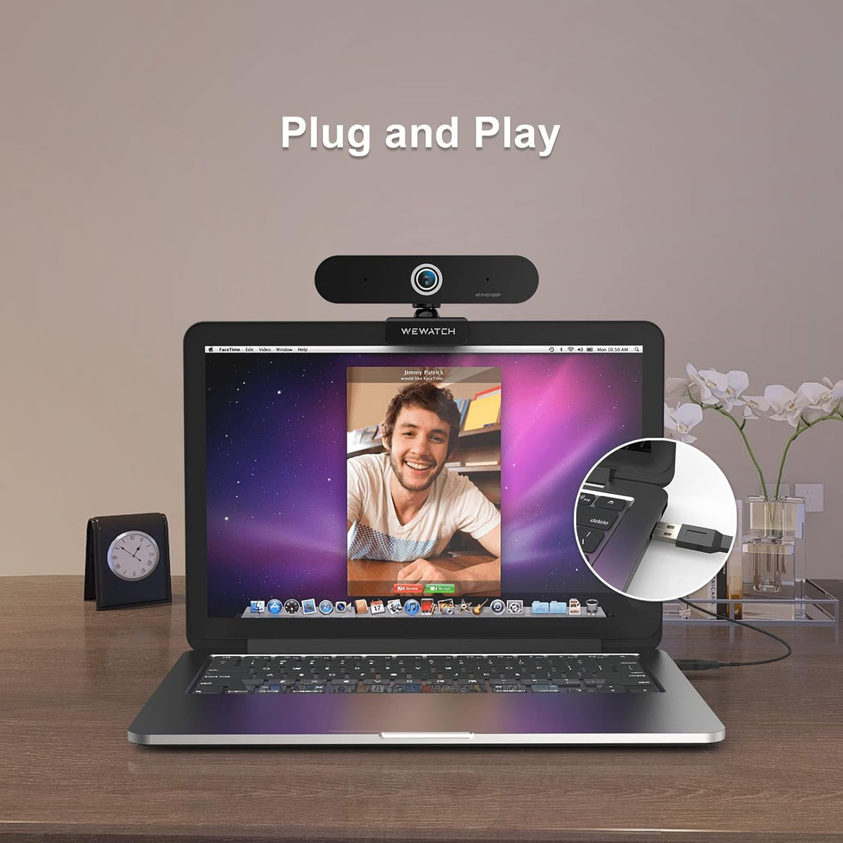 1080P Webcam with 2 Microphone, Auto Focus, USB, Low Light Correction P693