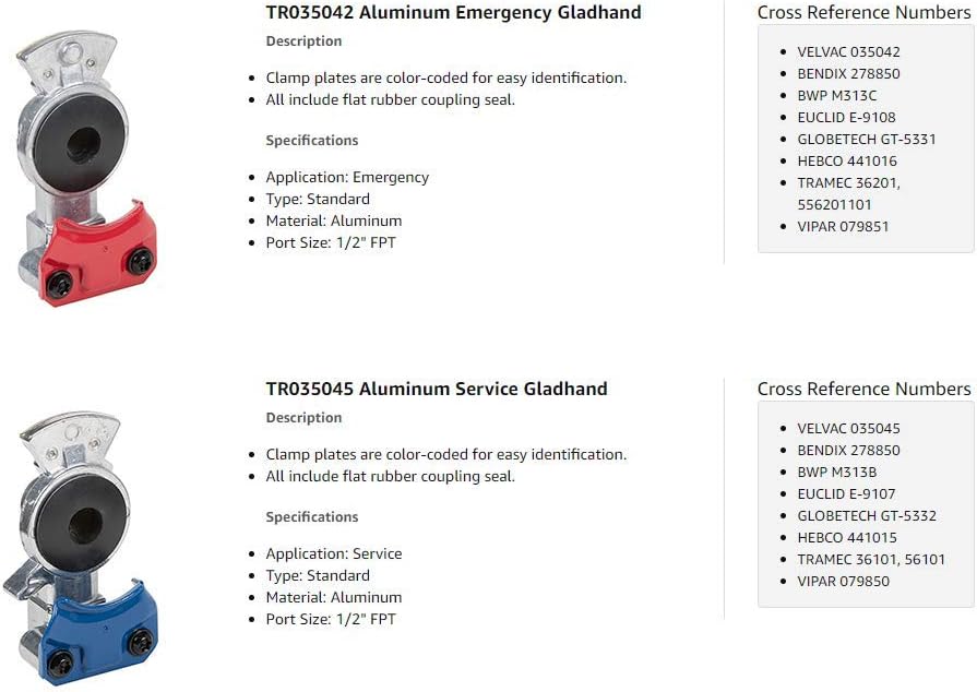 10 of Emergency Glad Hands and 10 of Standard Service Gladhands Z99725