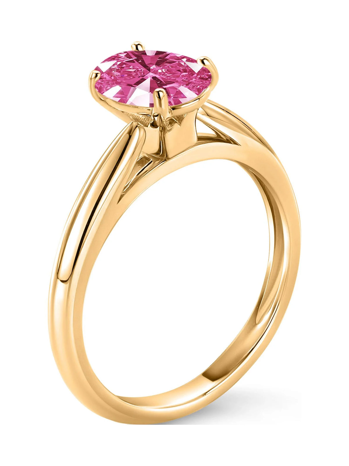 10K Yellow Gold Pink Zirconia Solitaire Engagement Ring S504