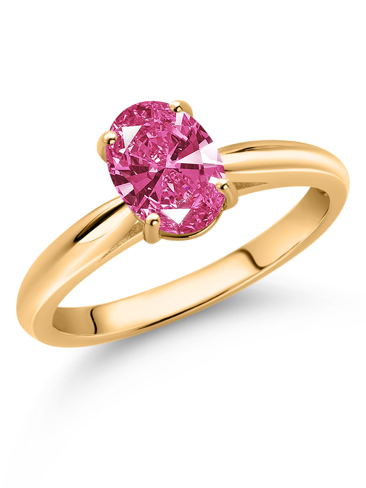 10K Yellow Gold Pink Zirconia Solitaire Engagement Ring S504